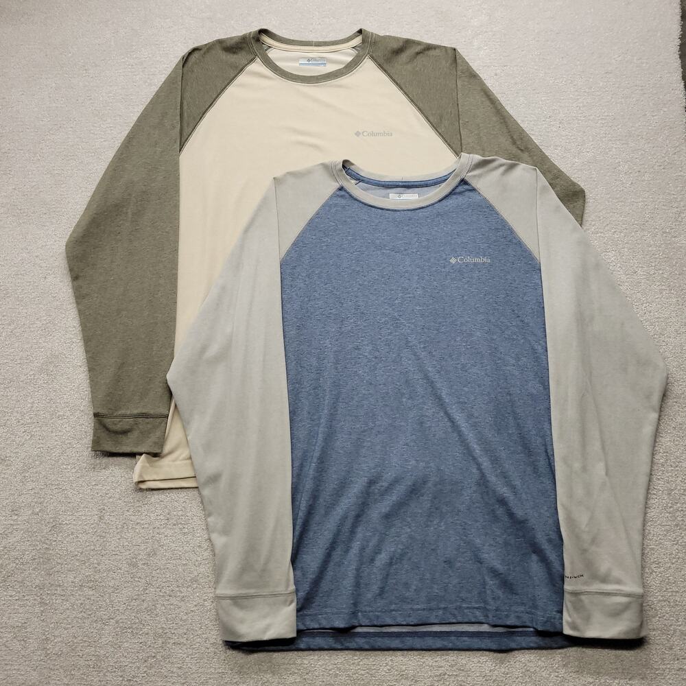 Columbia Omni-Wick Mens Large Long Sleeve Shirts Lot of 2 Colorblock